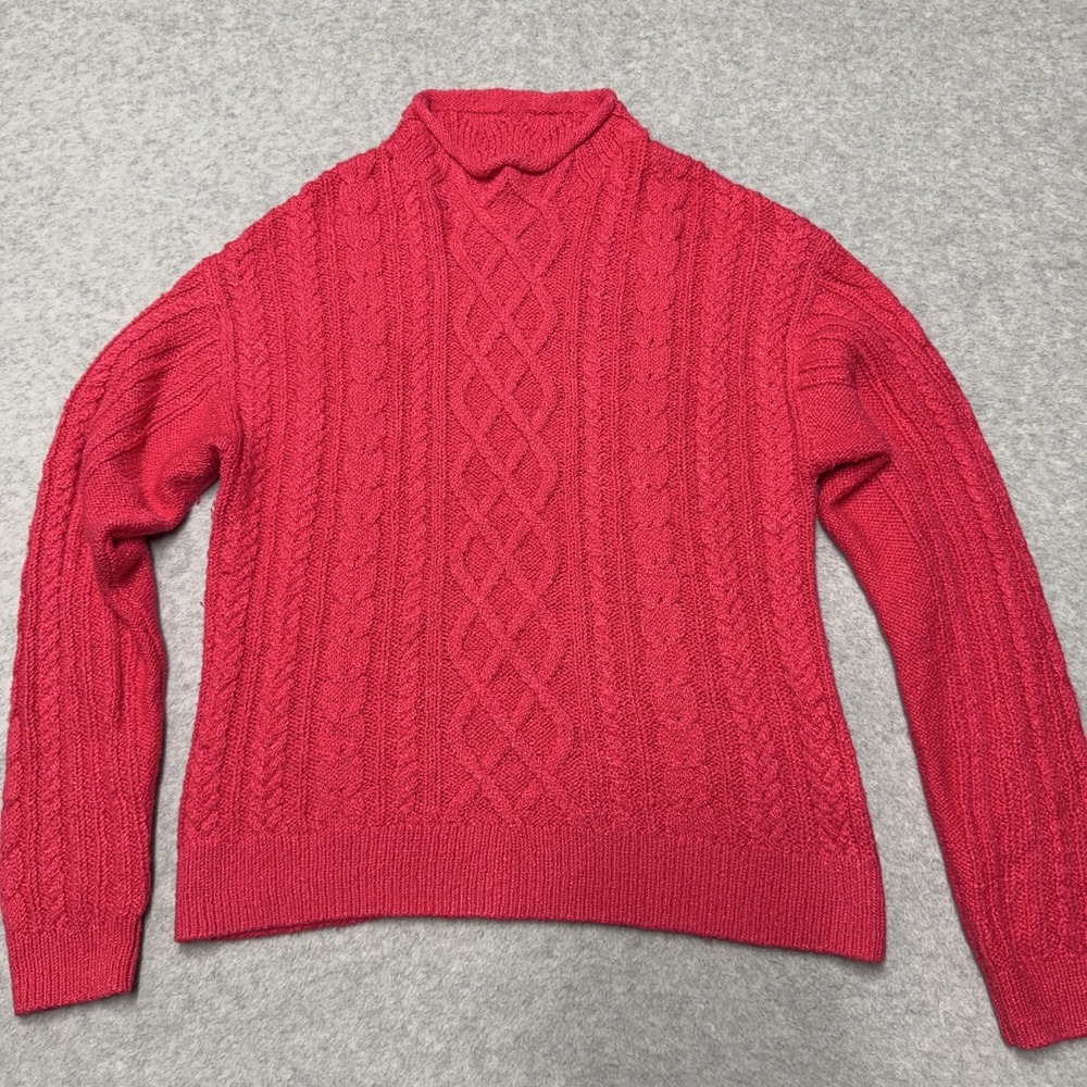 J.CREW Sweater Womens S Pink Cable Knit Roll Neck Long Sleeve Winter Pullover